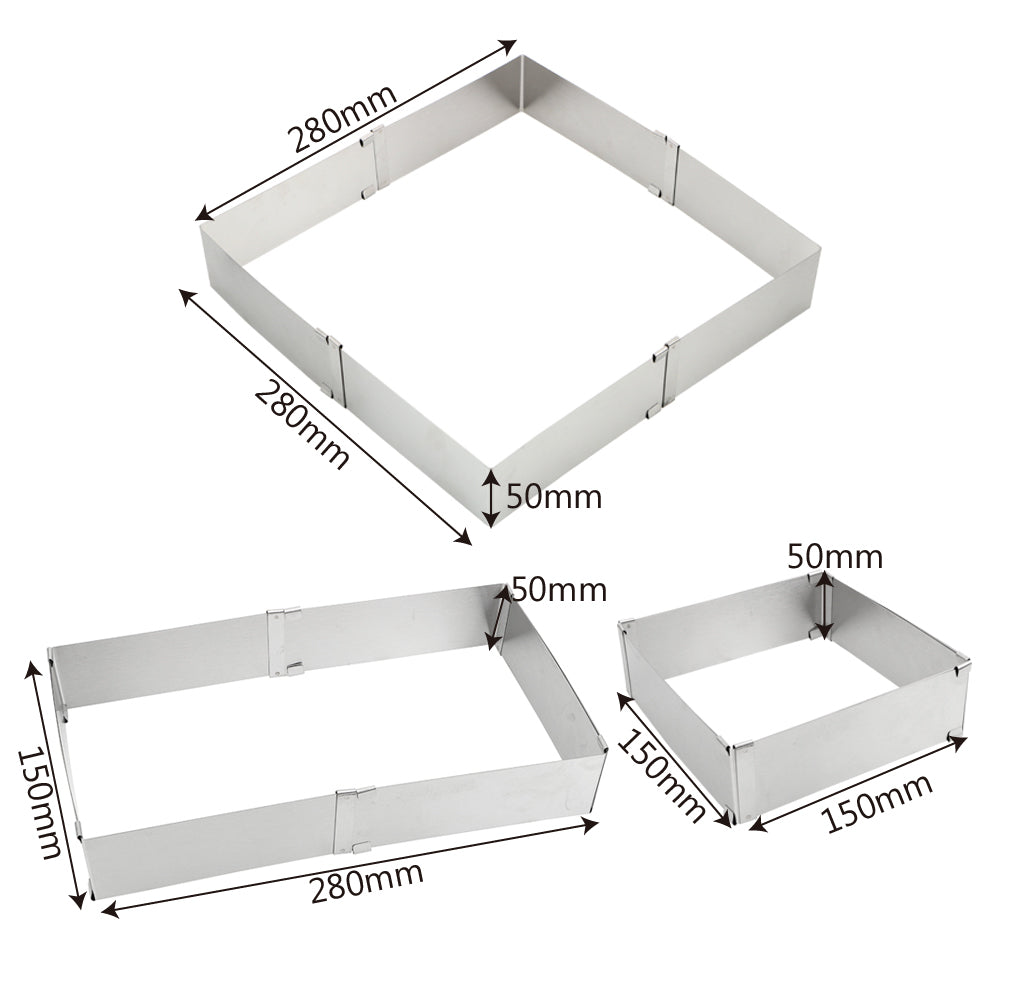 Molde Ajustable de Acero Inoxidable para Repostería – Aro para Mousse, Decoración de Tartas DIY, Molde Cuadrado para Pasteles y Herramienta de Horneado para Postres
