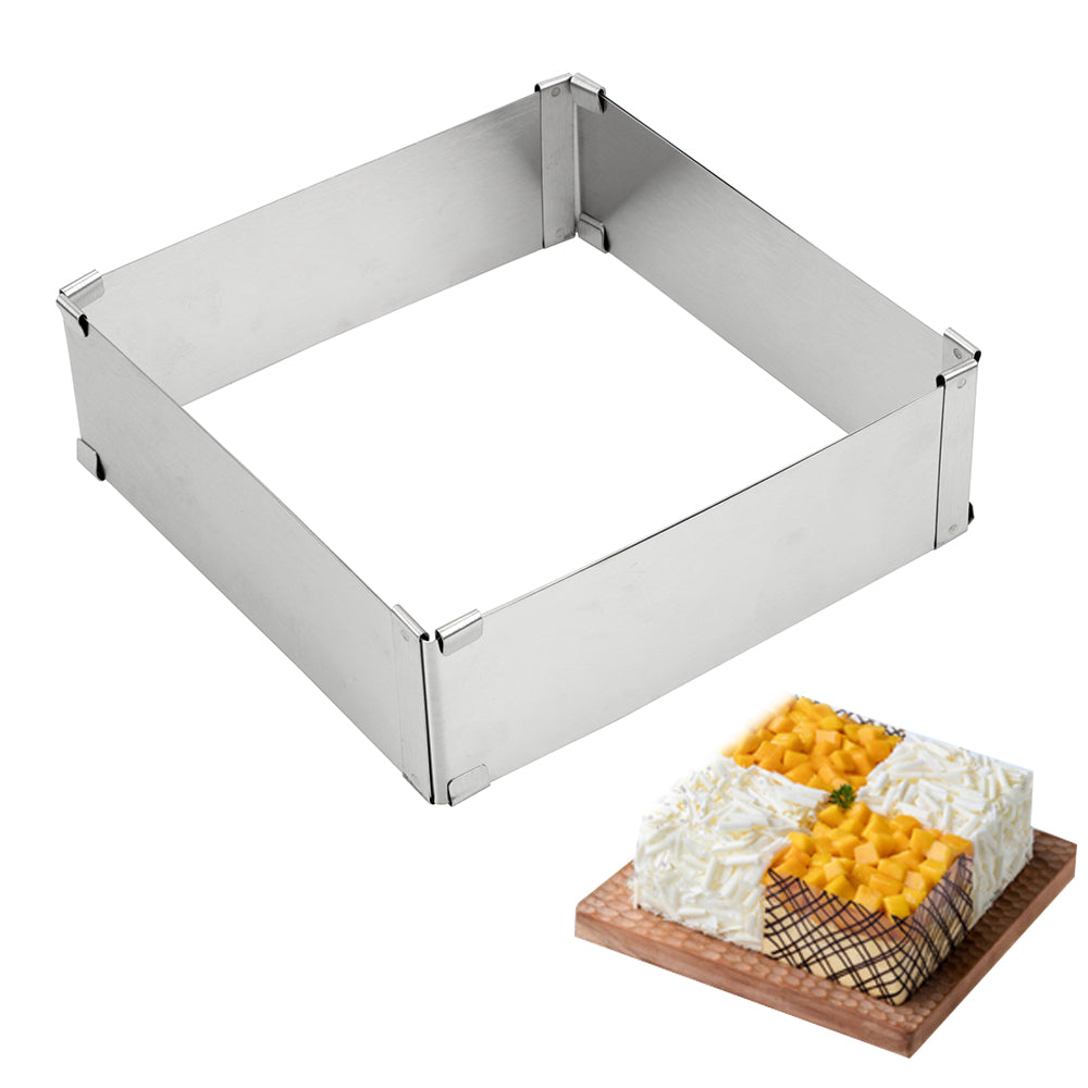 Molde Ajustable de Acero Inoxidable para Repostería – Aro para Mousse, Decoración de Tartas DIY, Molde Cuadrado para Pasteles y Herramienta de Horneado para Postres