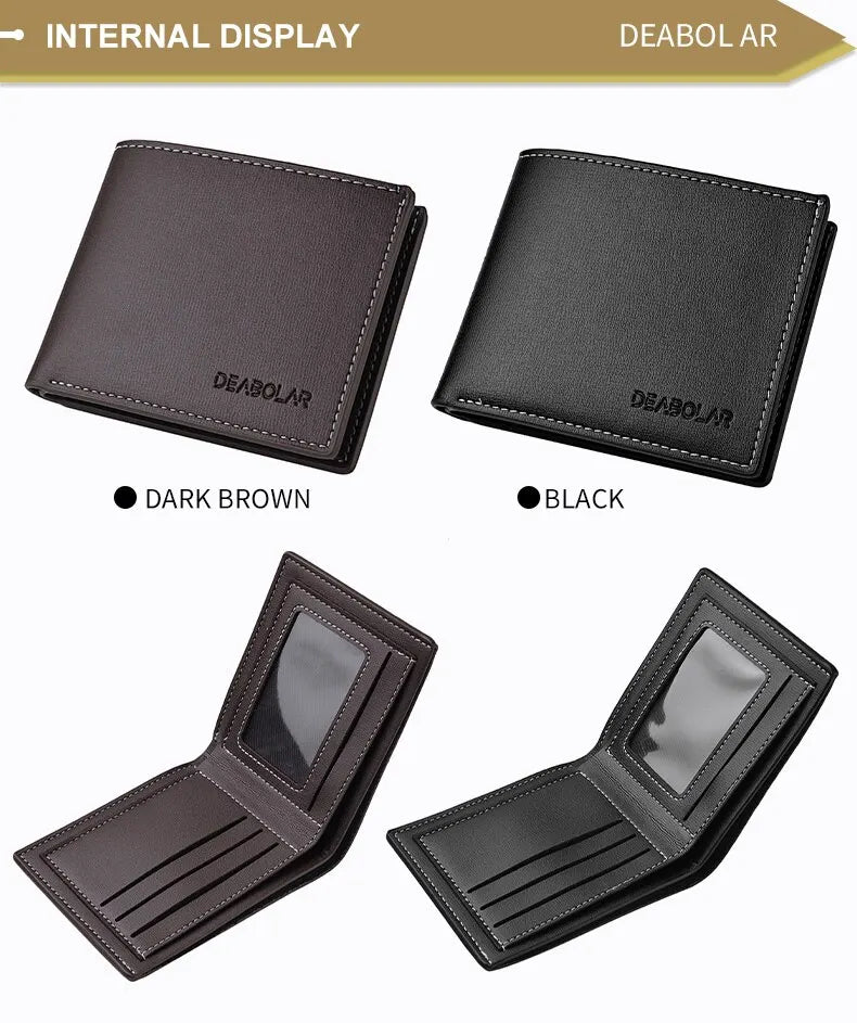 👛 Cartera Billetera de Hombre en Cuero PU – Diseño Delgado, Elegante y Funcional