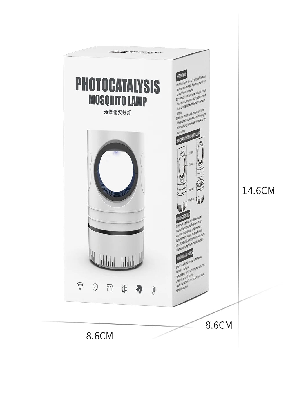 1 PC Lámpara Eléctrica Mata Moscas, Mosquitos e Insectos con Luz LED, Trampa de Control de Plagas de Tamaño Compacto, Alimentación por USB y Adaptador Incluido.