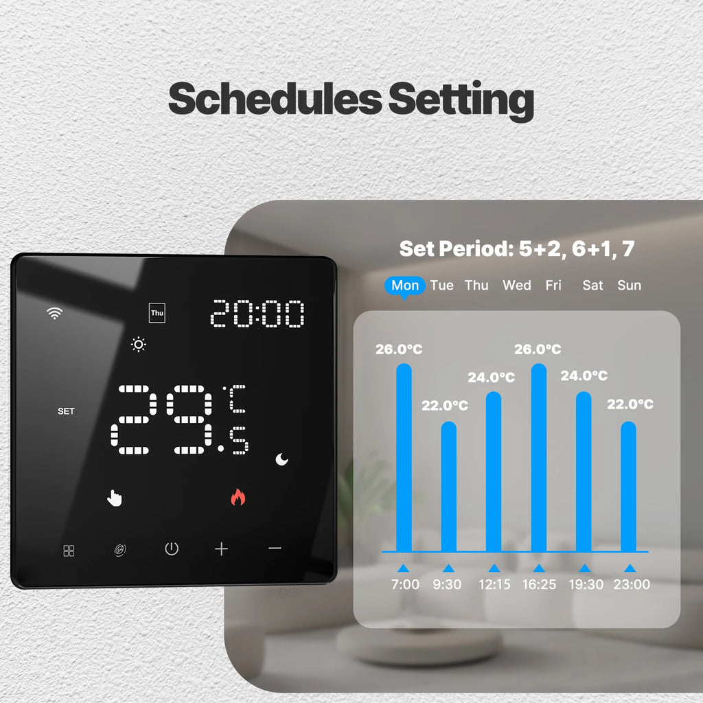 Termostato programable inteligente MOES Tuya ZigBee WiFi, controlador para calentador de agua y calefacción eléctrica, compatible con Alexa y Google Assistant