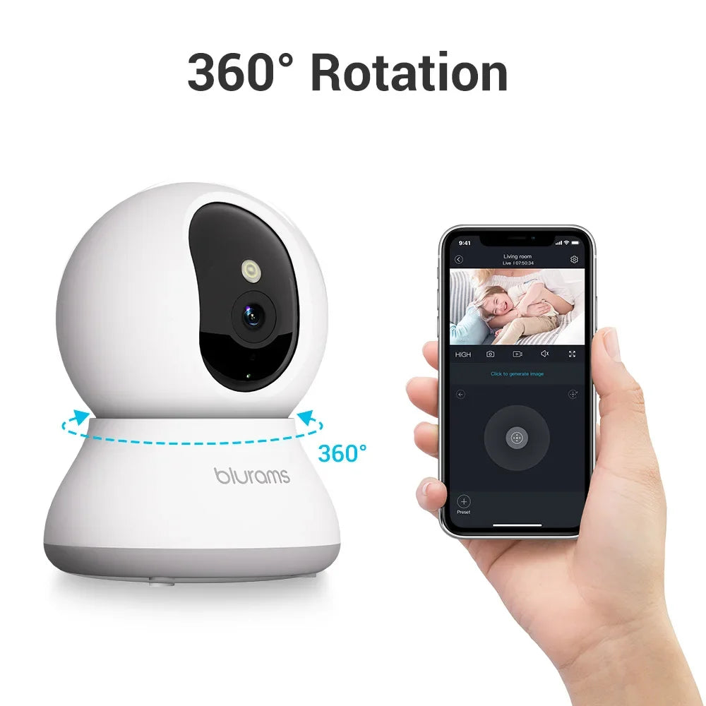 Cámara de seguridad interior Blurams 2K, cámara de seguridad para el hogar para perros/personas mayores, cámara de seguridad con llamada de un toque - Actualización A31S-2pc