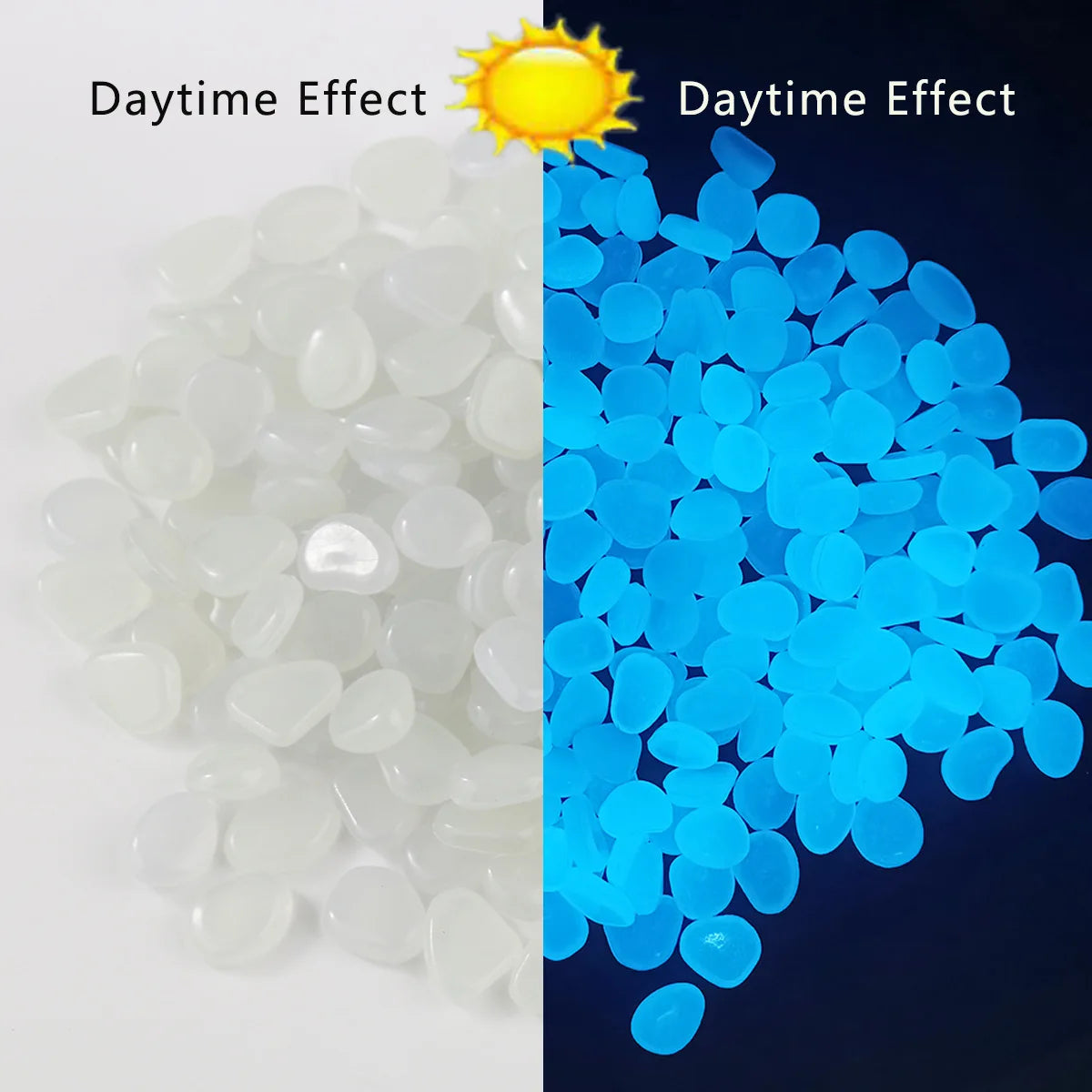 100 Piedras Luminosas Fluorescentes para Jardín, Acuario y Decoración que Brillan en la Oscuridad