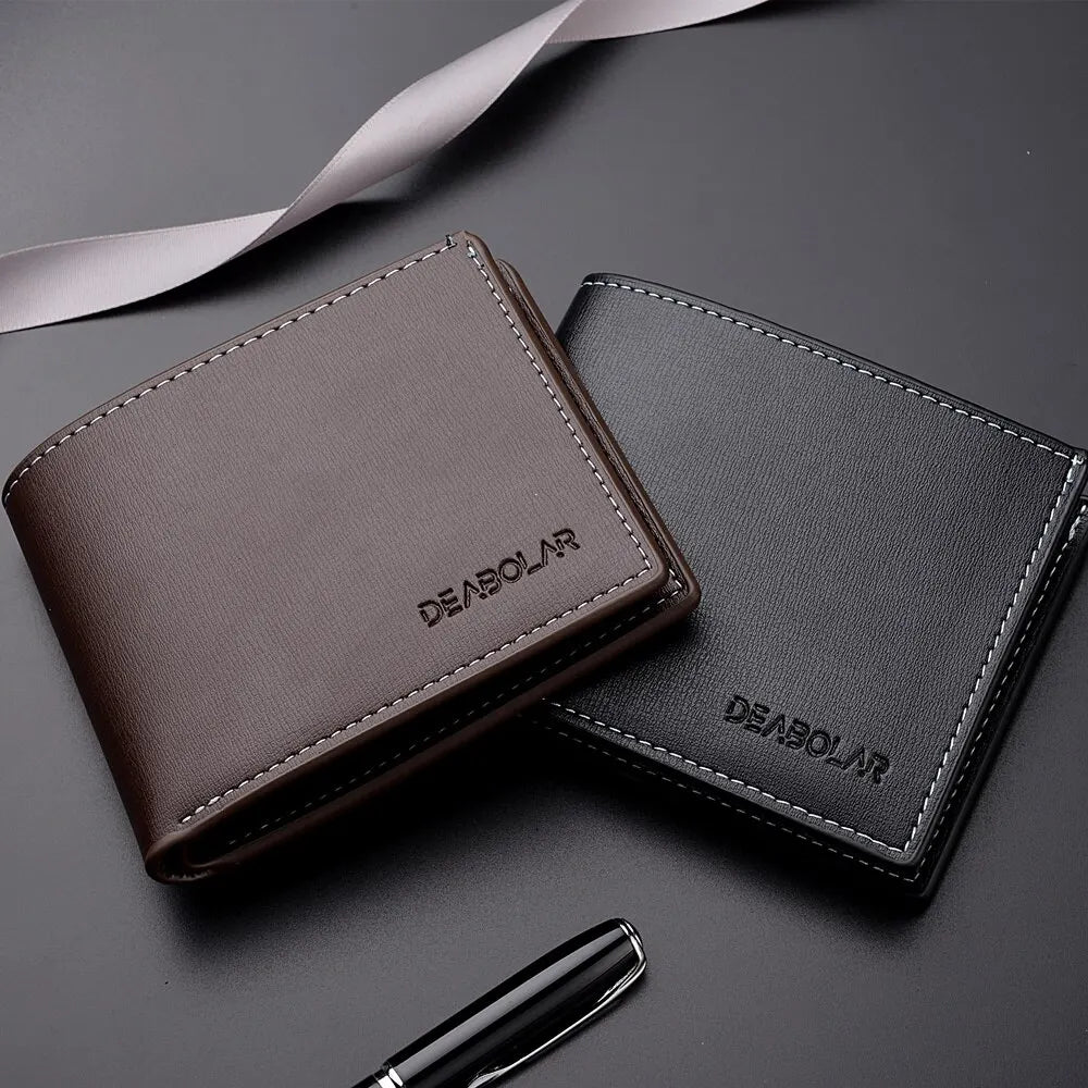 👛 Cartera Billetera de Hombre en Cuero PU – Diseño Delgado, Elegante y Funcional