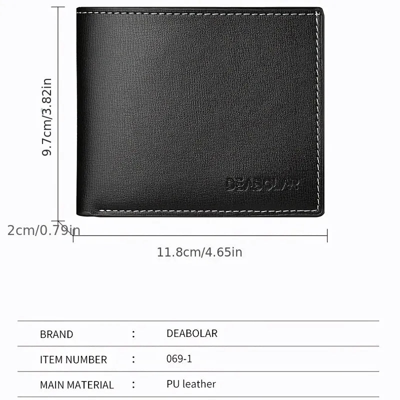 👛 Cartera Billetera de Hombre en Cuero PU – Diseño Delgado, Elegante y Funcional