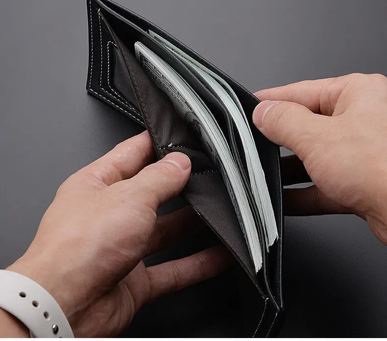 👛 Cartera Billetera de Hombre en Cuero PU – Diseño Delgado, Elegante y Funcional