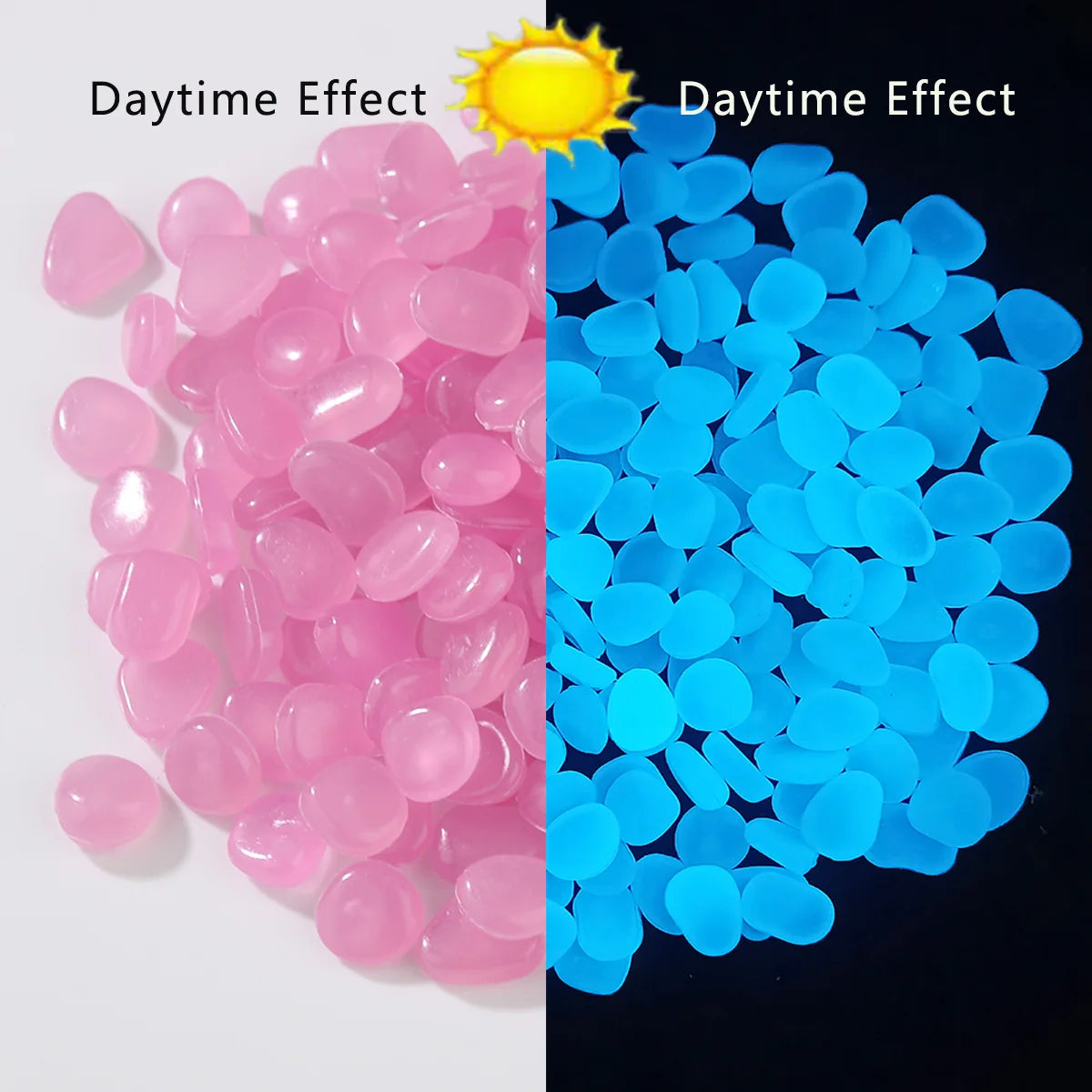 100 Piedras Luminosas Fluorescentes para Jardín, Acuario y Decoración que Brillan en la Oscuridad