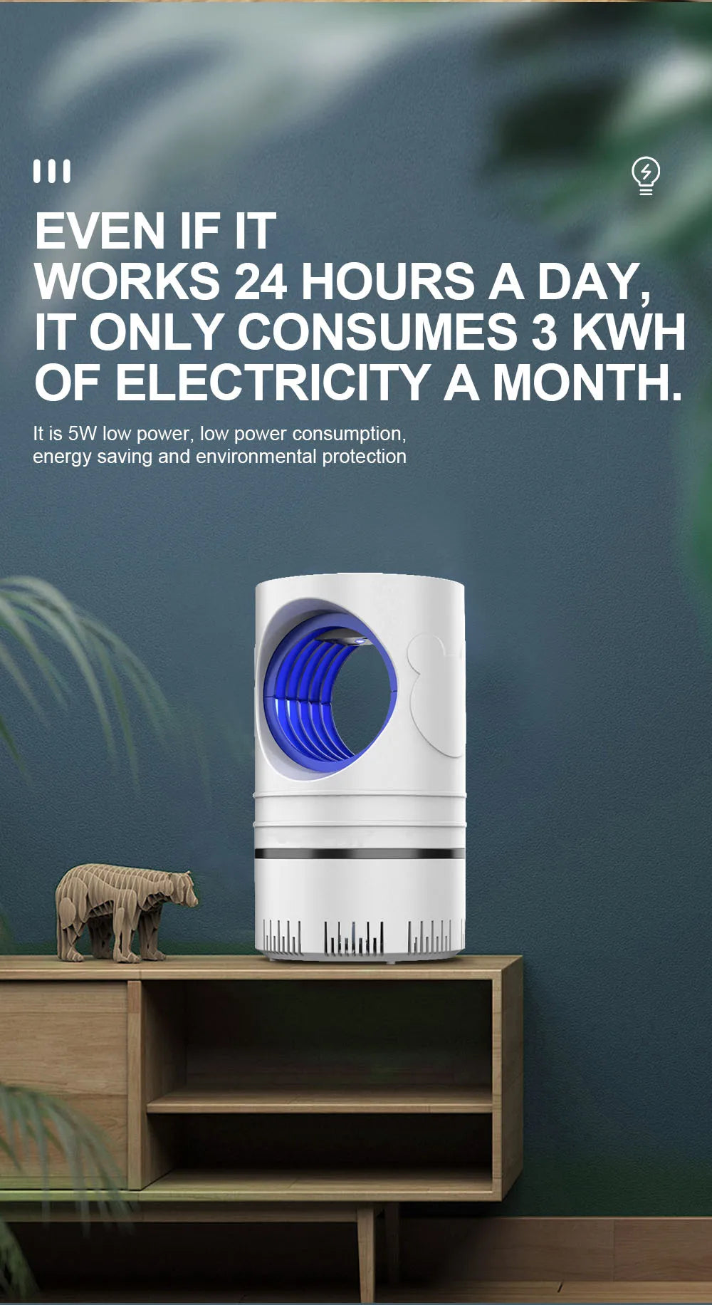 1 PC Lámpara Eléctrica Mata Moscas, Mosquitos e Insectos con Luz LED, Trampa de Control de Plagas de Tamaño Compacto, Alimentación por USB y Adaptador Incluido.