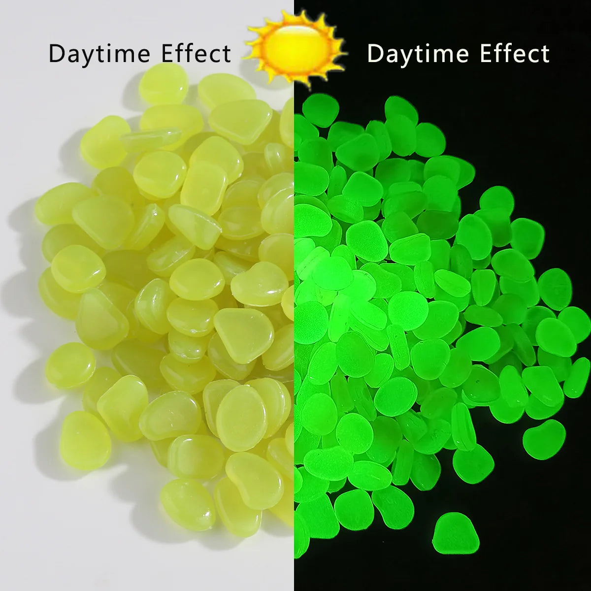 100 Piedras Luminosas Fluorescentes para Jardín, Acuario y Decoración que Brillan en la Oscuridad