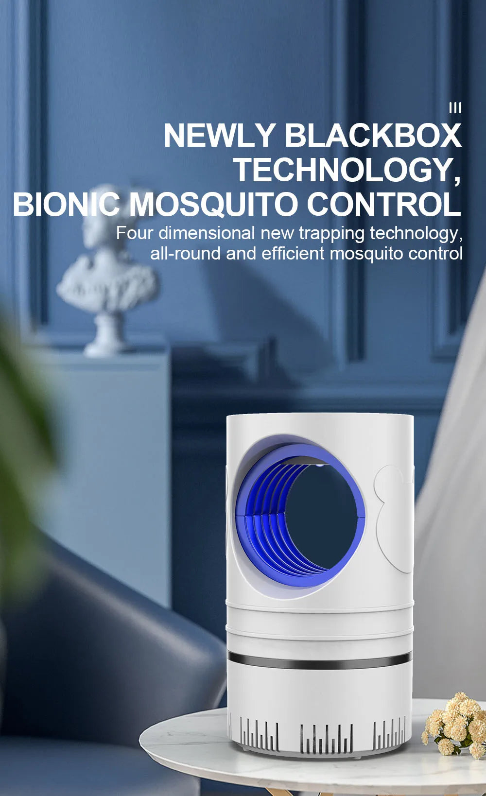 1 PC Lámpara Eléctrica Mata Moscas, Mosquitos e Insectos con Luz LED, Trampa de Control de Plagas de Tamaño Compacto, Alimentación por USB y Adaptador Incluido.
