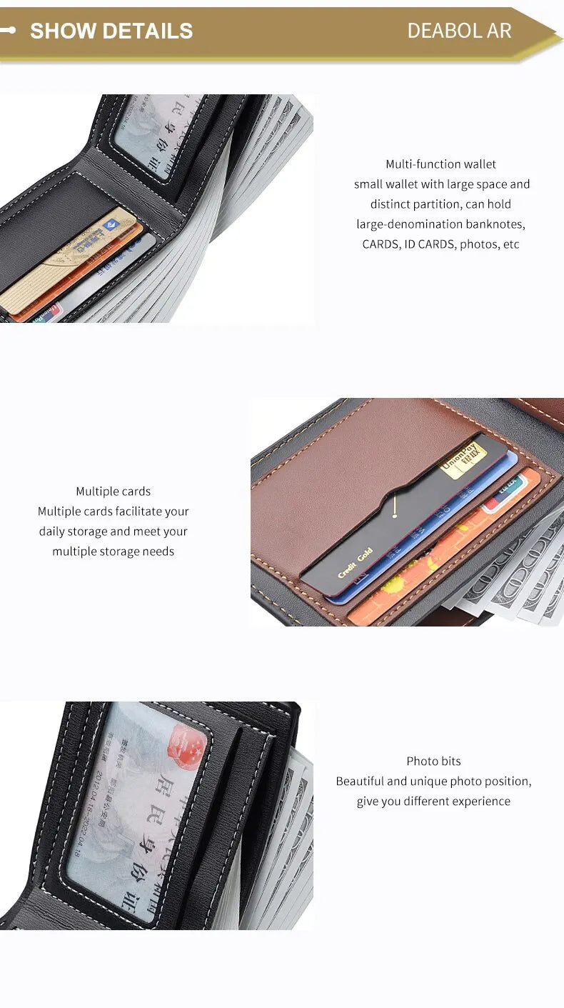 👛 Cartera Billetera de Hombre en Cuero PU – Diseño Delgado, Elegante y Funcional