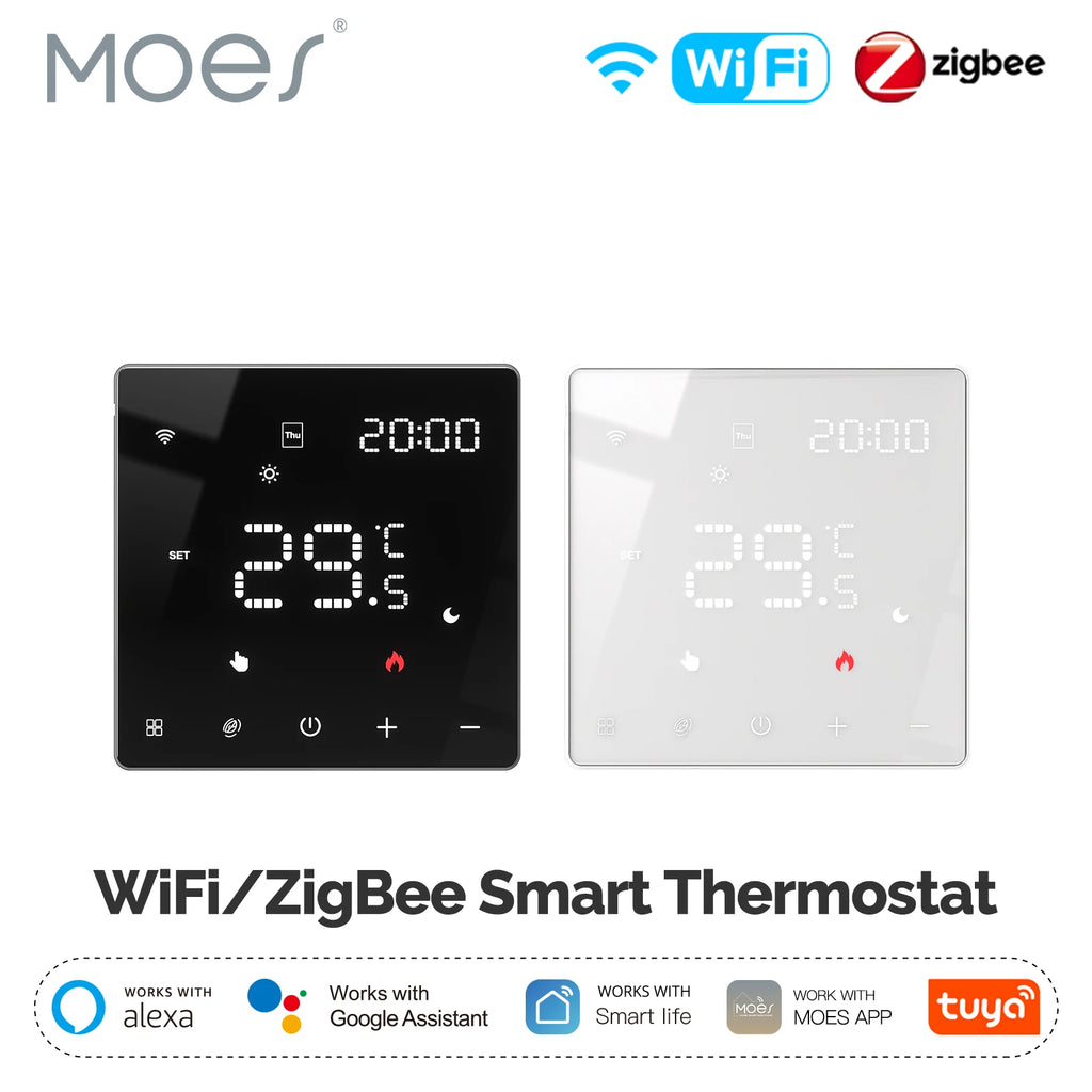 Termostato programable inteligente MOES Tuya ZigBee WiFi, controlador para calentador de agua y calefacción eléctrica, compatible con Alexa y Google Assistant