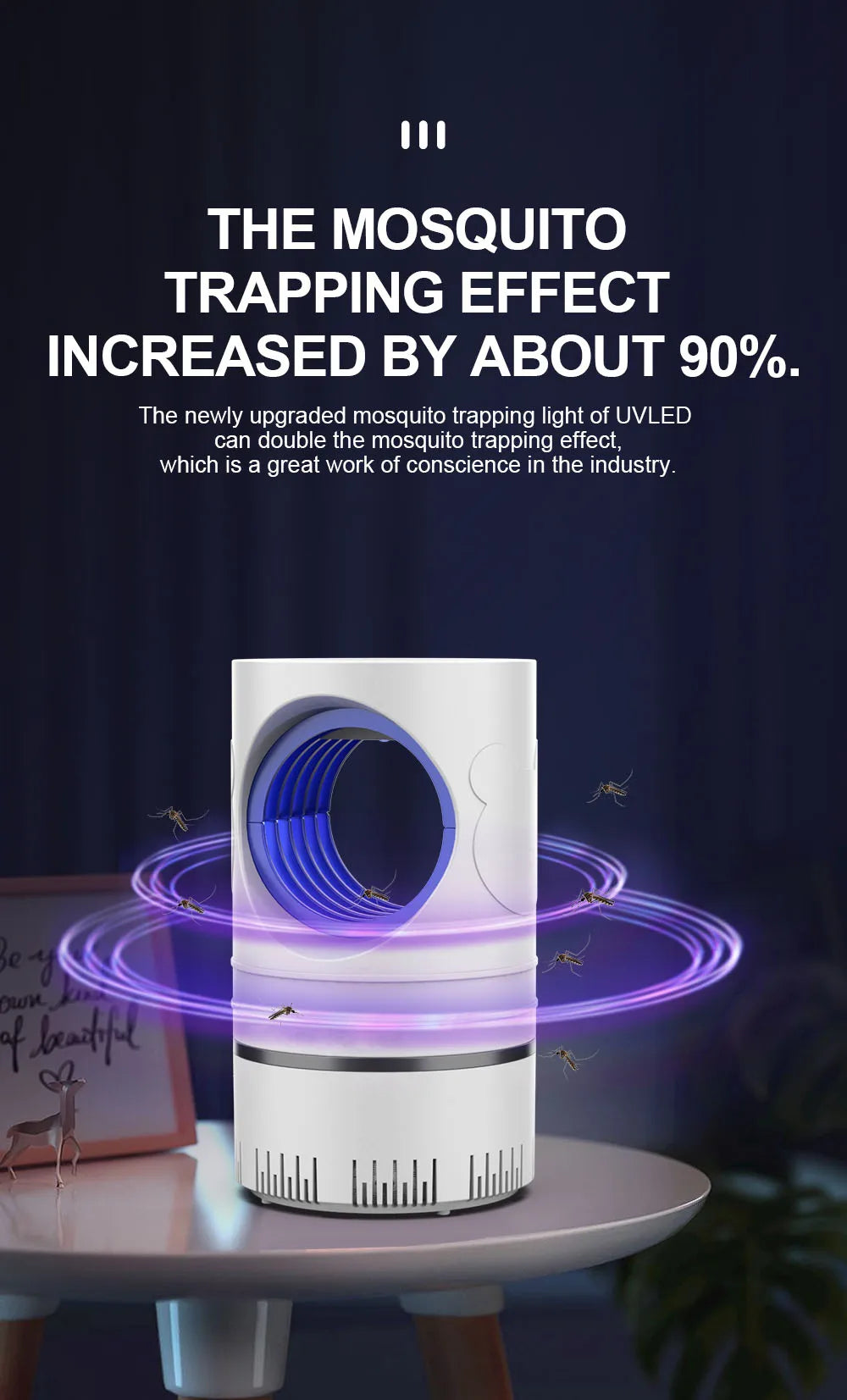1 PC Lámpara Eléctrica Mata Moscas, Mosquitos e Insectos con Luz LED, Trampa de Control de Plagas de Tamaño Compacto, Alimentación por USB y Adaptador Incluido.