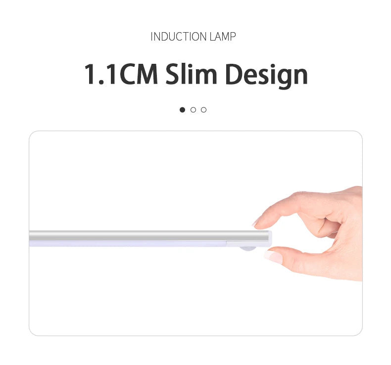 Luz LED Recargable USB Tipo C   Se enciende automáticamente al detectar movimiento. Disponible en 10 cm, 20 cm, 30 cm, 40 cm y 50 cm.