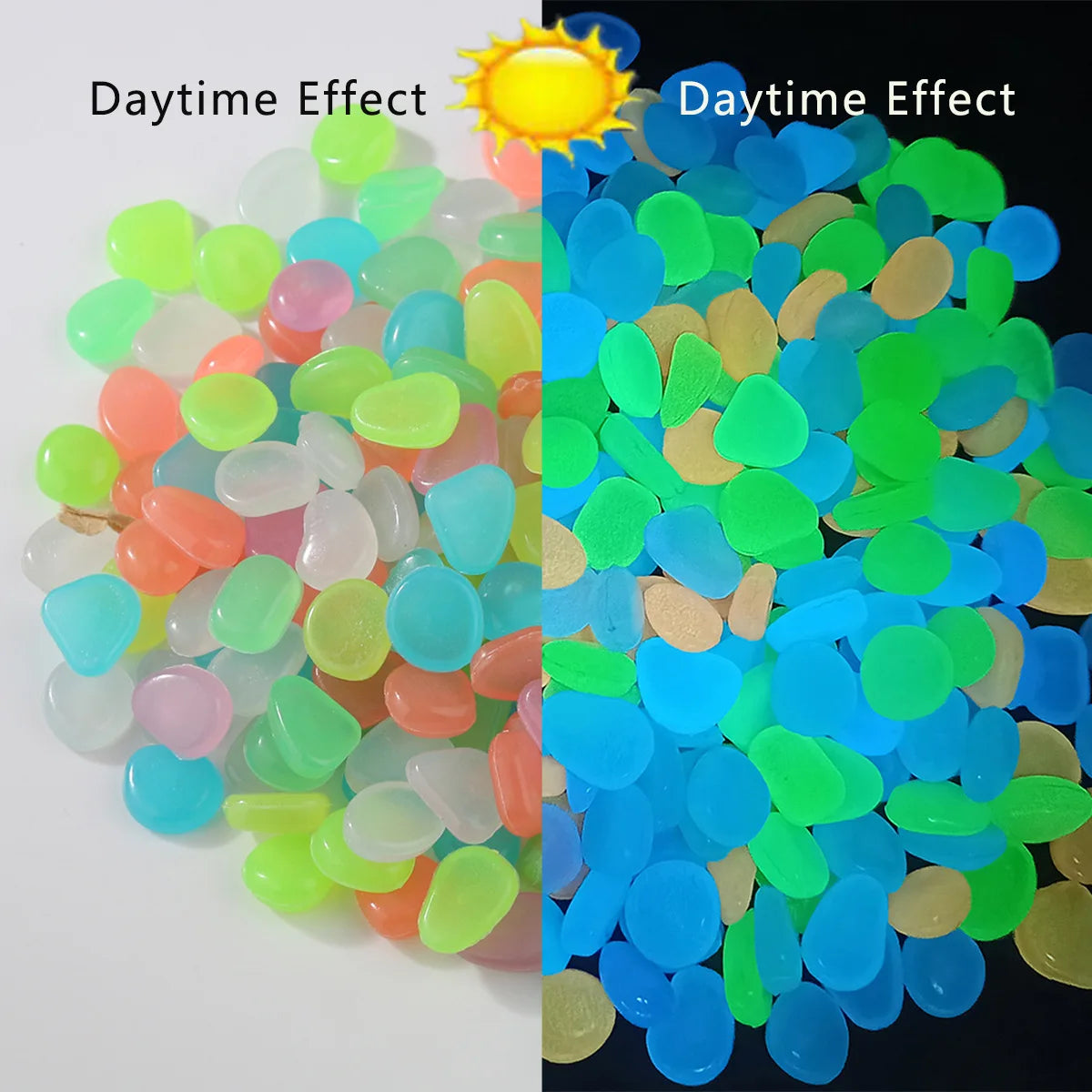 100 Piedras Luminosas Fluorescentes para Jardín, Acuario y Decoración que Brillan en la Oscuridad