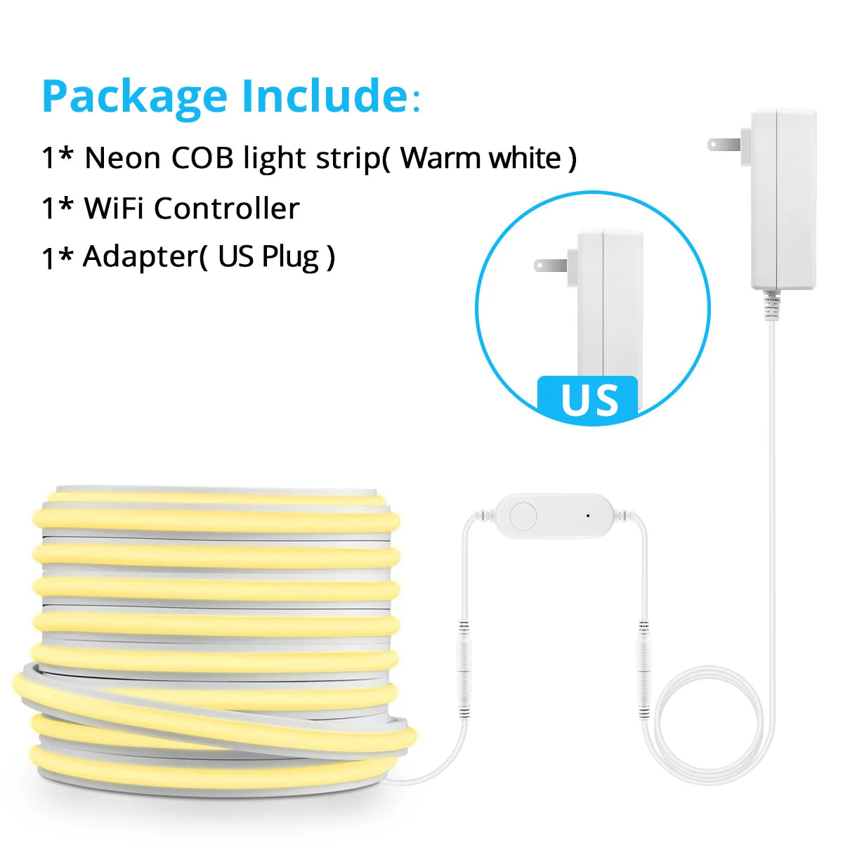 Tira de luces LED COB ZigBee para Alexa, luces inteligentes Tuya, tira de neón LED impermeable con controlador regulador de intensidad WiFi para decoración de habitaciones