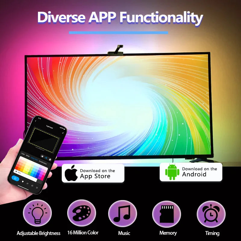 Tira LED RGBIC para TV con Cámara Inteligente 1080P | Sincronización de Música y Pantalla para TVs de 55 a 85 Pulgadas