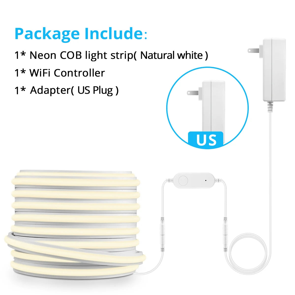 Tira de luces LED COB ZigBee para Alexa, luces inteligentes Tuya, tira de neón LED impermeable con controlador regulador de intensidad WiFi para decoración de habitaciones