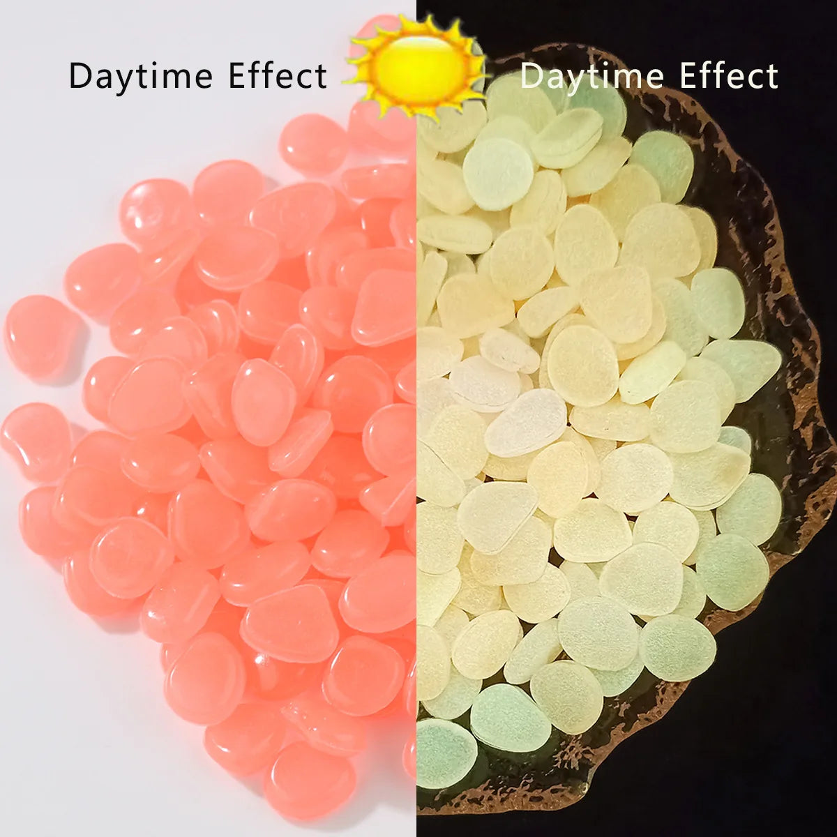 100 Piedras Luminosas Fluorescentes para Jardín, Acuario y Decoración que Brillan en la Oscuridad