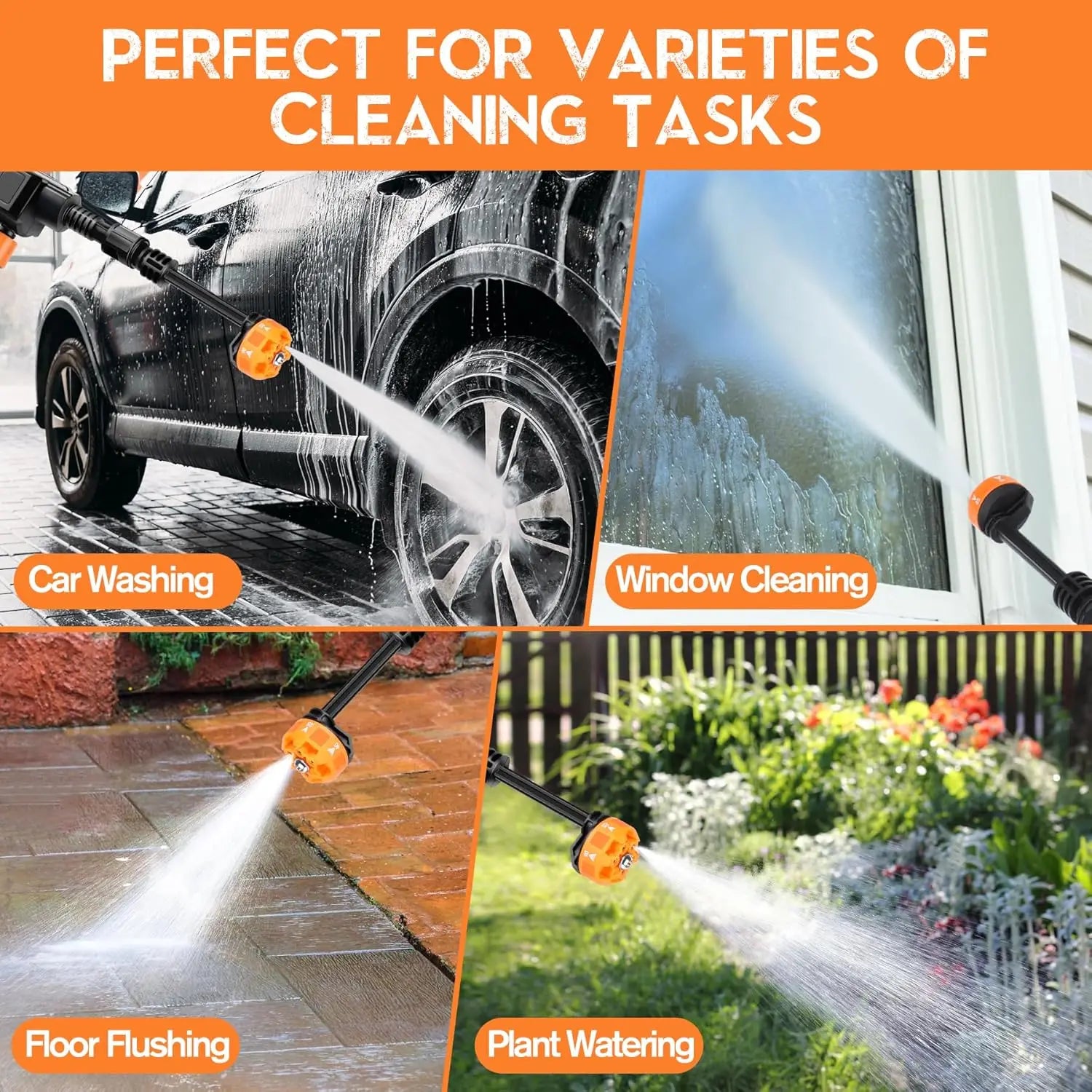 Hidrolavadora Inalámbrica de Alta Presión 48V con 2 Baterías – Pistola de Agua Multifuncional para Lavado de Autos, Jardines y Limpieza Exterior