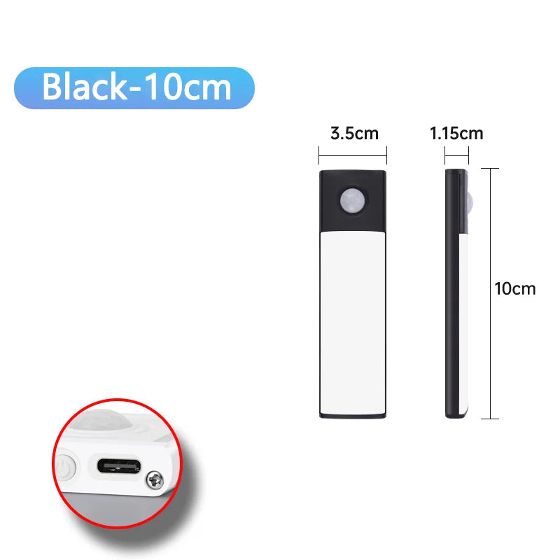 Luz LED Recargable USB Tipo C   Se enciende automáticamente al detectar movimiento. Disponible en 10 cm, 20 cm, 30 cm, 40 cm y 50 cm.