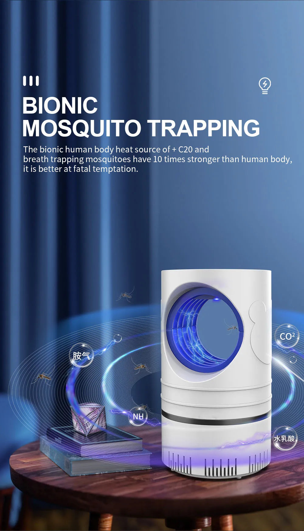 1 PC Lámpara Eléctrica Mata Moscas, Mosquitos e Insectos con Luz LED, Trampa de Control de Plagas de Tamaño Compacto, Alimentación por USB y Adaptador Incluido.