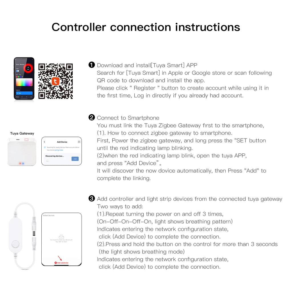 Tira de luces LED COB ZigBee para Alexa, luces inteligentes Tuya, tira de neón LED impermeable con controlador regulador de intensidad WiFi para decoración de habitaciones