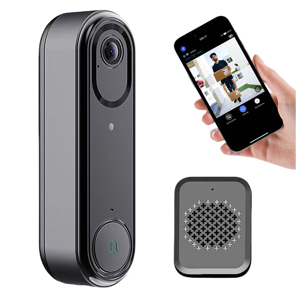 Z80 Timbre Inteligente con Cámara de Seguridad WiFi Inalámbrico para el Hogar — Audio Bidireccional, Visión Nocturna IR, Detección de Movimiento