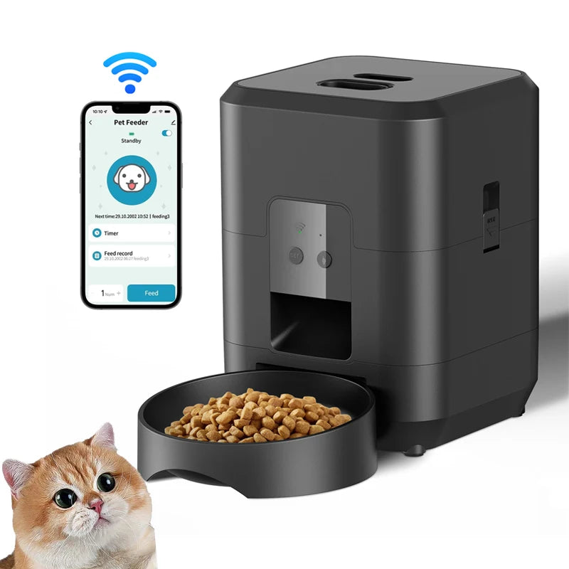 Comedero Automático Inteligente para Mascotas — Dispensador de Alimento Lento para Gatos y Perros con Programación de Tiempo y Cantidad, Conexión WiFi