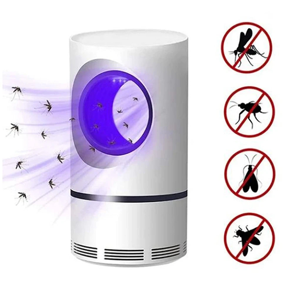 1 PC Lámpara Eléctrica Mata Moscas, Mosquitos e Insectos con Luz LED, Trampa de Control de Plagas de Tamaño Compacto, Alimentación por USB y Adaptador Incluido.