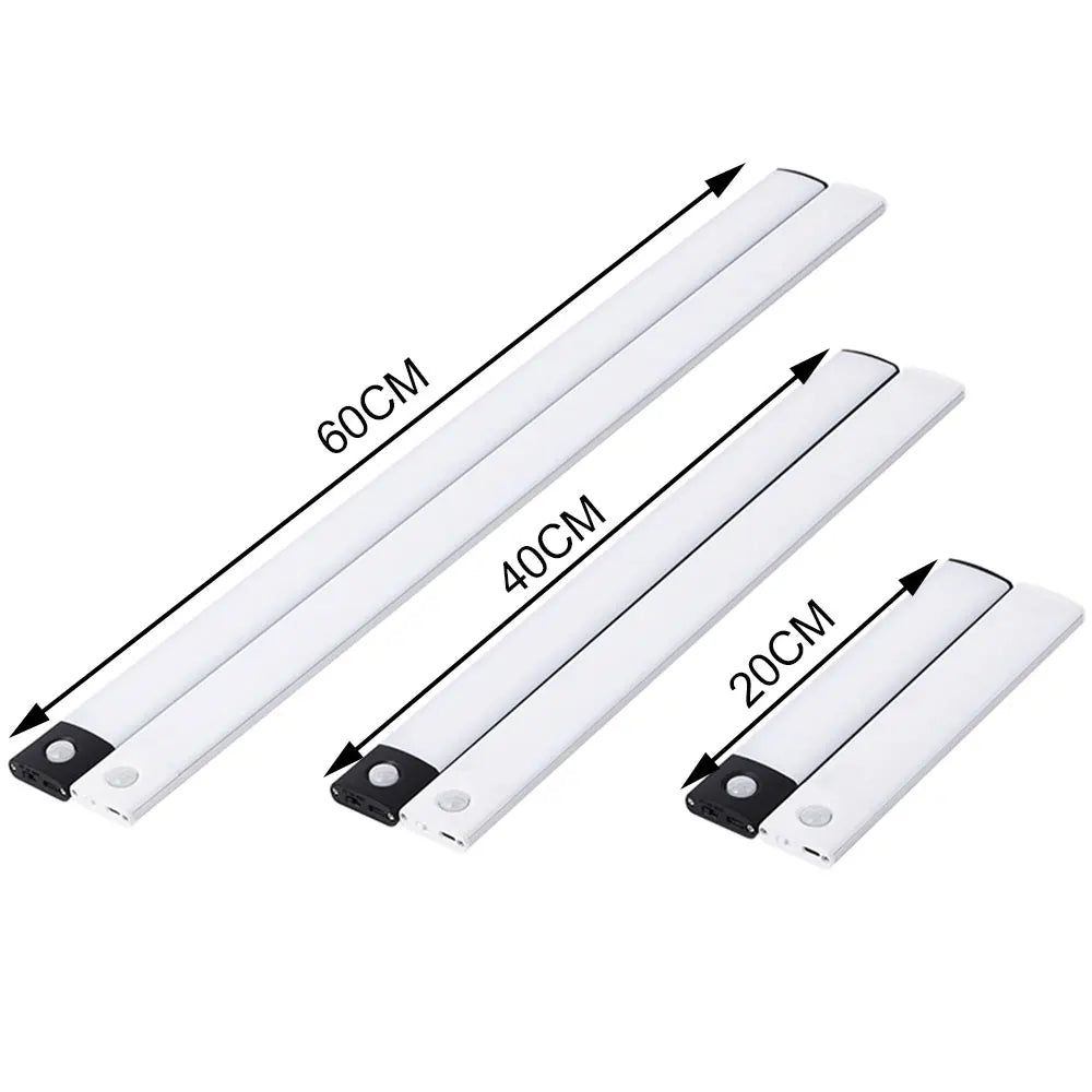 Luz LED Recargable USB Tipo C   Se enciende automáticamente al detectar movimiento. Disponible en 10 cm, 20 cm, 30 cm, 40 cm y 50 cm.