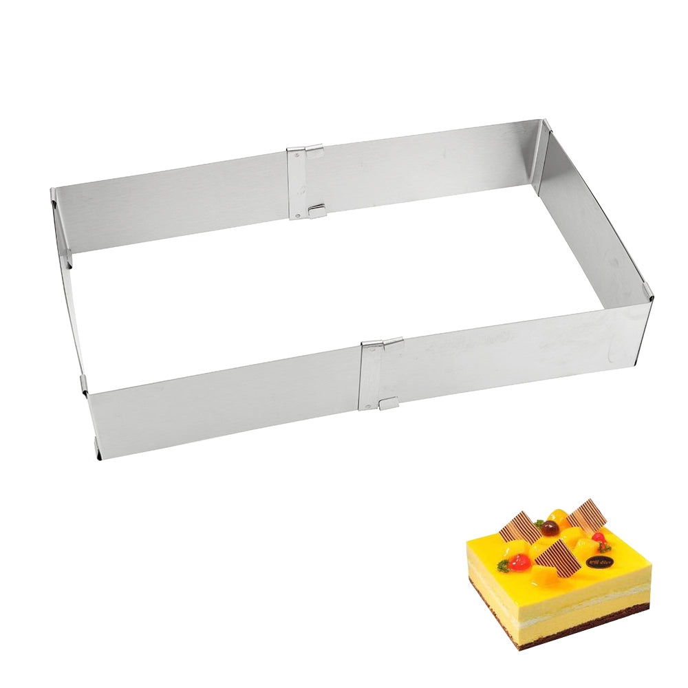 Molde Ajustable de Acero Inoxidable para Repostería – Aro para Mousse, Decoración de Tartas DIY, Molde Cuadrado para Pasteles y Herramienta de Horneado para Postres